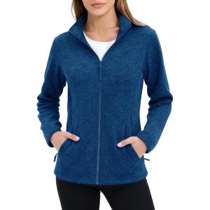 imageMAGCOMSEN Fleece Jacket Women Zip UP Lightweight Soft Polar Warm Winter Jackets for Women with Pockets Outdoor HikingMedium Blue
