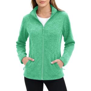 imageMAGCOMSEN Fleece Jacket Women Zip UP Lightweight Soft Polar Warm Winter Jackets for Women with Pockets Outdoor HikingMint Green