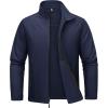 imageMAGCOMSEN Mens Fleece Lined Softshell Jacket Lightweight Waterproof Windbreaker Zip Up Winter Rain Coat Tactical HikingNavy