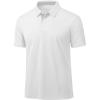imageMAGCOMSEN Mens Polo Shirts Short Sleeve Lightweight Moisture Wicking Golf Polos 3 Buttons Performance Collared Shirt MenWhite