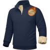 imageMAGCOMSEN Mens Sherpa Lined Quarter Zip Fleece Heavyweight Pullover Winter Warm SweatshirtsNavy
