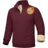 imageMAGCOMSEN Mens Sherpa Lined Quarter Zip Fleece Heavyweight Pullover Winter Warm SweatshirtsWine Red