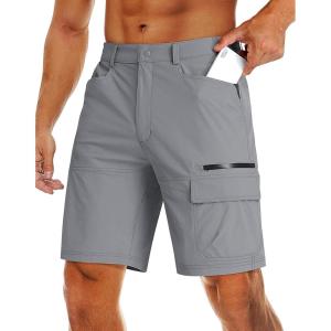 imageMAGCOMSEN Mens Hiking Cargo Shorts 9quot Quick Dry Lightweight Summer Casual Shorts for Men Work Golf Outdoor 5 PocketsLight Grey