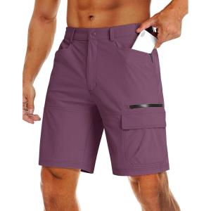 imageMAGCOMSEN Mens Hiking Cargo Shorts 9quot Quick Dry Lightweight Summer Casual Shorts for Men Work Golf Outdoor 5 PocketsPurple Red
