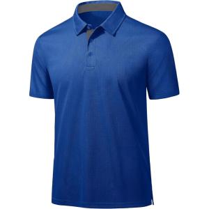 imageMAGCOMSEN Mens Polo Shirts Short Sleeve Lightweight Moisture Wicking Golf Polos 3 Buttons Performance Collared Shirt MenColorblue