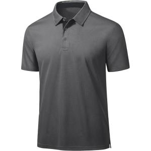 imageMAGCOMSEN Mens Polo Shirts Short Sleeve Lightweight Moisture Wicking Golf Polos 3 Buttons Performance Collared Shirt MenDarkgrey