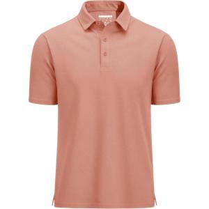 imageMAGCOMSEN Mens Polo Shirts Short Sleeve UPF 80 Moisture Wicking Golf Polos Lightweight Performance Collared Shirt MenGray Pink