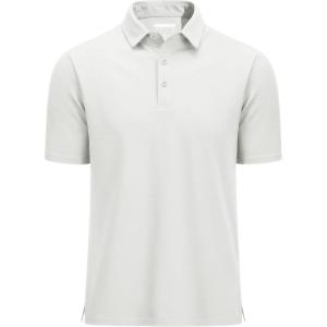 imageMAGCOMSEN Mens Polo Shirts Short Sleeve UPF 80 Moisture Wicking Golf Polos Lightweight Performance Collared Shirt MenWhite