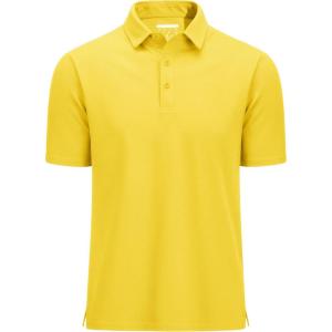 imageMAGCOMSEN Mens Polo Shirts Short Sleeve UPF 80 Moisture Wicking Golf Polos Lightweight Performance Collared Shirt MenYellow