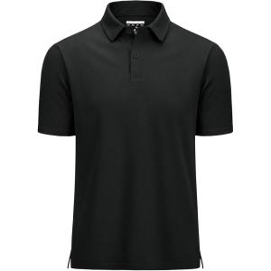 imageMAGCOMSEN Mens Polo Shirts Short Sleeve UPF 80 Performance Golf Polos Lightweight Collared Shirt MenBlack
