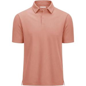 imageMAGCOMSEN Mens Polo Shirts Short Sleeve UPF 80 Performance Golf Polos Lightweight Collared Shirt MenGray Pink