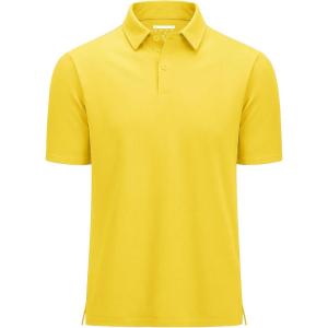 imageMAGCOMSEN Mens Polo Shirts Short Sleeve UPF 80 Performance Golf Polos Lightweight Collared Shirt MenYellow