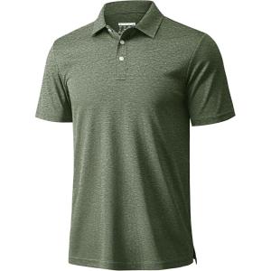 imageMAGCOMSEN Mens ShortSleeve PoloGolf Shirts for Men 3Button Moisture WickingAthletic Outdoor Collared TShirtArmy Green