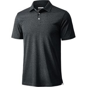 imageMAGCOMSEN Mens ShortSleeve PoloGolf Shirts for Men 3Button Moisture WickingAthletic Outdoor Collared TShirtBlack