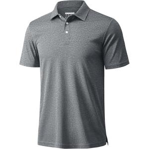 imageMAGCOMSEN Mens ShortSleeve PoloGolf Shirts for Men 3Button Moisture WickingAthletic Outdoor Collared TShirtDark Grey