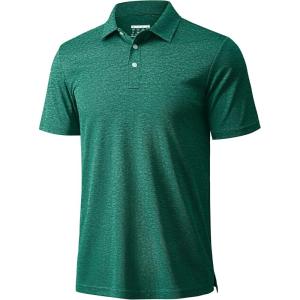imageMAGCOMSEN Mens ShortSleeve PoloGolf Shirts for Men 3Button Moisture WickingAthletic Outdoor Collared TShirtEmerald Green