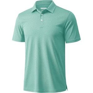 imageMAGCOMSEN Mens ShortSleeve PoloGolf Shirts for Men 3Button Moisture WickingAthletic Outdoor Collared TShirtLight Green
