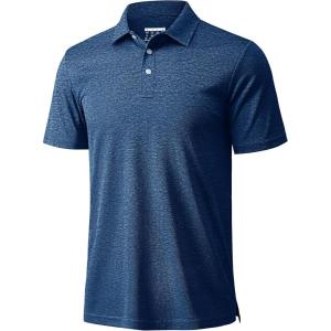 imageMAGCOMSEN Mens ShortSleeve PoloGolf Shirts for Men 3Button Moisture WickingAthletic Outdoor Collared TShirtMiddle Blue