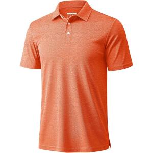 imageMAGCOMSEN Mens ShortSleeve PoloGolf Shirts for Men 3Button Moisture WickingAthletic Outdoor Collared TShirtOrange