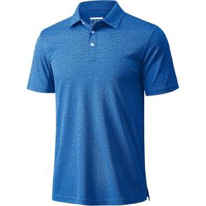 imageMAGCOMSEN Mens ShortSleeve PoloGolf Shirts for Men 3Button Moisture WickingAthletic Outdoor Collared TShirtSea Blue