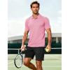 imageMAGCOMSEN Mens ShortSleeve PoloGolf Shirts for Men 3Button Moisture WickingAthletic Outdoor Collared TShirtPink