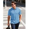 imageMAGCOMSEN Mens ShortSleeve PoloGolf Shirts for Men 3Button Moisture WickingAthletic Outdoor Collared TShirtSky Blue