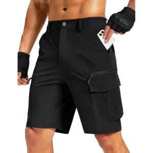 imageMAGCOMSEN Mens Hiking Cargo Shorts 9quot Quick Dry Lightweight Shorts with 7 Pockets Outdoor Work Shorts Fishing CasualBlack