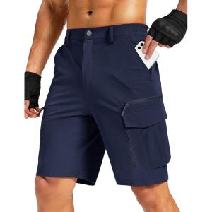 imageMAGCOMSEN Mens Hiking Cargo Shorts 9quot Quick Dry Lightweight Shorts with 7 Pockets Outdoor Work Shorts Fishing CasualNavy