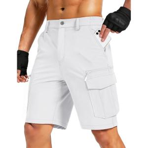 imageMAGCOMSEN Mens Hiking Cargo Shorts 9quot Quick Dry Lightweight Shorts with 7 Pockets Outdoor Work Shorts Fishing CasualWhite