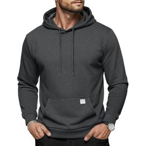 imageMAGCOMSEN Mens Hoodies Sweatshirts Casual Fashion Fleece Lined Pullover Athletic Hoody with Kangaroo PocketDarkgray