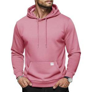imageMAGCOMSEN Mens Hoodies Sweatshirts Casual Fashion Fleece Lined Pullover Athletic Hoody with Kangaroo PocketGraypink