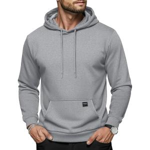 imageMAGCOMSEN Mens Hoodies Sweatshirts Casual Fashion Fleece Lined Pullover Athletic Hoody with Kangaroo PocketLightgray