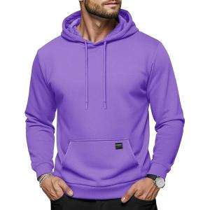 imageMAGCOMSEN Mens Hoodies Sweatshirts Casual Fashion Fleece Lined Pullover Athletic Hoody with Kangaroo PocketLightpurple