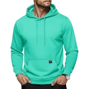 imageMAGCOMSEN Mens Hoodies Sweatshirts Casual Fashion Fleece Lined Pullover Athletic Hoody with Kangaroo PocketMintgreen