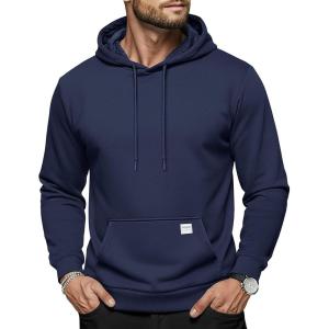 imageMAGCOMSEN Mens Hoodies Sweatshirts Casual Fashion Fleece Lined Pullover Athletic Hoody with Kangaroo PocketNavy