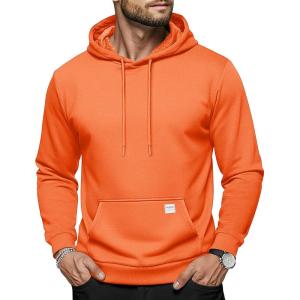 imageMAGCOMSEN Mens Hoodies Sweatshirts Casual Fashion Fleece Lined Pullover Athletic Hoody with Kangaroo PocketOrange