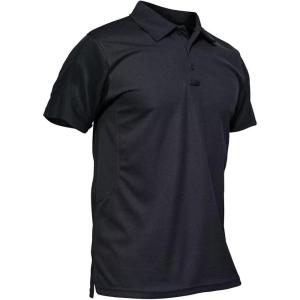 imageMAGCOMSEN Mens Polo Shirt Quick Dry Performance Short Sleeve Tactical Shirts Pique Jersey Golf Shirt01 Black