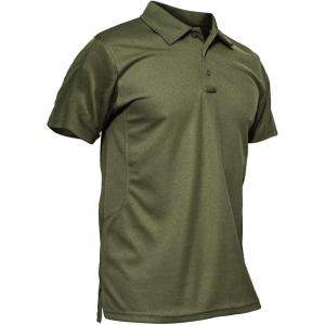 imageMAGCOMSEN Mens Polo Shirt Quick Dry Performance Short Sleeve Tactical Shirts Pique Jersey Golf Shirt03 Army Green