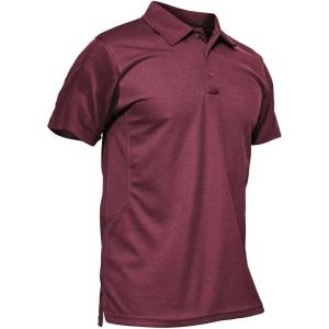 imageMAGCOMSEN Mens Polo Shirt Quick Dry Performance Short Sleeve Tactical Shirts Pique Jersey Golf Shirt08 Wine Red