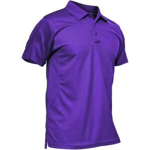 imageMAGCOMSEN Mens Polo Shirt Quick Dry Performance Short Sleeve Tactical Shirts Pique Jersey Golf Shirt10 Purple
