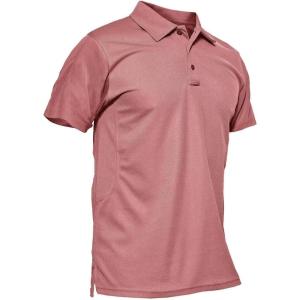 imageMAGCOMSEN Mens Polo Shirt Quick Dry Performance Short Sleeve Tactical Shirts Pique Jersey Golf Shirt11 Grey Pink