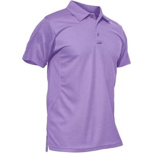 imageMAGCOMSEN Mens Polo Shirt Quick Dry Performance Short Sleeve Tactical Shirts Pique Jersey Golf Shirt16 Light Purple