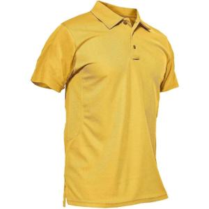 imageMAGCOMSEN Mens Polo Shirt Quick Dry Performance Short Sleeve Tactical Shirts Pique Jersey Golf Shirt20 Yellow