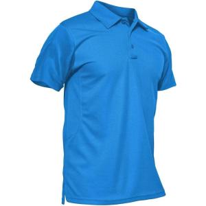 imageMAGCOMSEN Mens Polo Shirt Quick Dry Performance Short Sleeve Tactical Shirts Pique Jersey Golf Shirt21 Horizon Blue