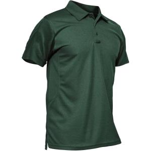 imageMAGCOMSEN Mens Polo Shirt Quick Dry Performance Short Sleeve Tactical Shirts Pique Jersey Golf Shirt28 Dark Green