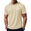 imageMAGCOMSEN Mens Short Sleeve Hoodie Workout Gym Athletic Cotton Lightweight Hooded T Shirts SweatshirtApricot