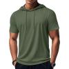 imageMAGCOMSEN Mens Short Sleeve Hoodie Workout Gym Athletic Cotton Lightweight Hooded T Shirts SweatshirtArmy Green