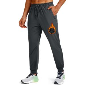 imageMAGCOMSEN Fleece Lined Joggers for Mens Winter Thermal Warm Sweatpants with Pockets Workout Athletic Gym PantsDark Grey