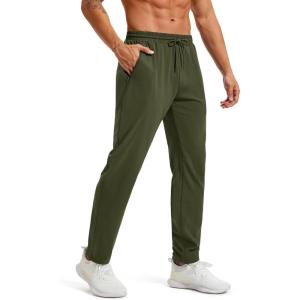 imageMAGCOMSEN Mens Athletic Pants with Zipper Pockets Lightweight Tapered Joggers Breathable for Workout Running TravelArmy Green