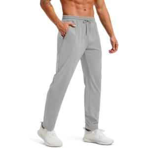 imageMAGCOMSEN Mens Athletic Pants with Zipper Pockets Lightweight Tapered Joggers Breathable for Workout Running TravelLight Grey